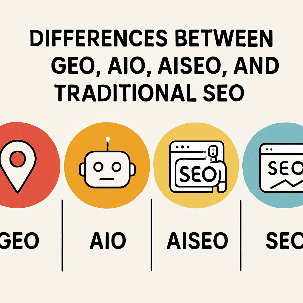 The Differences Between GEO, AIO, AISEO, AI Search Engine Optimization, and SEO